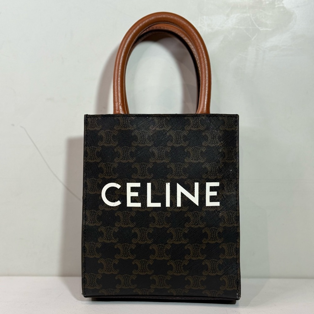 Celine Triomphe Canvas Calfskin Mini Vertical Cabas